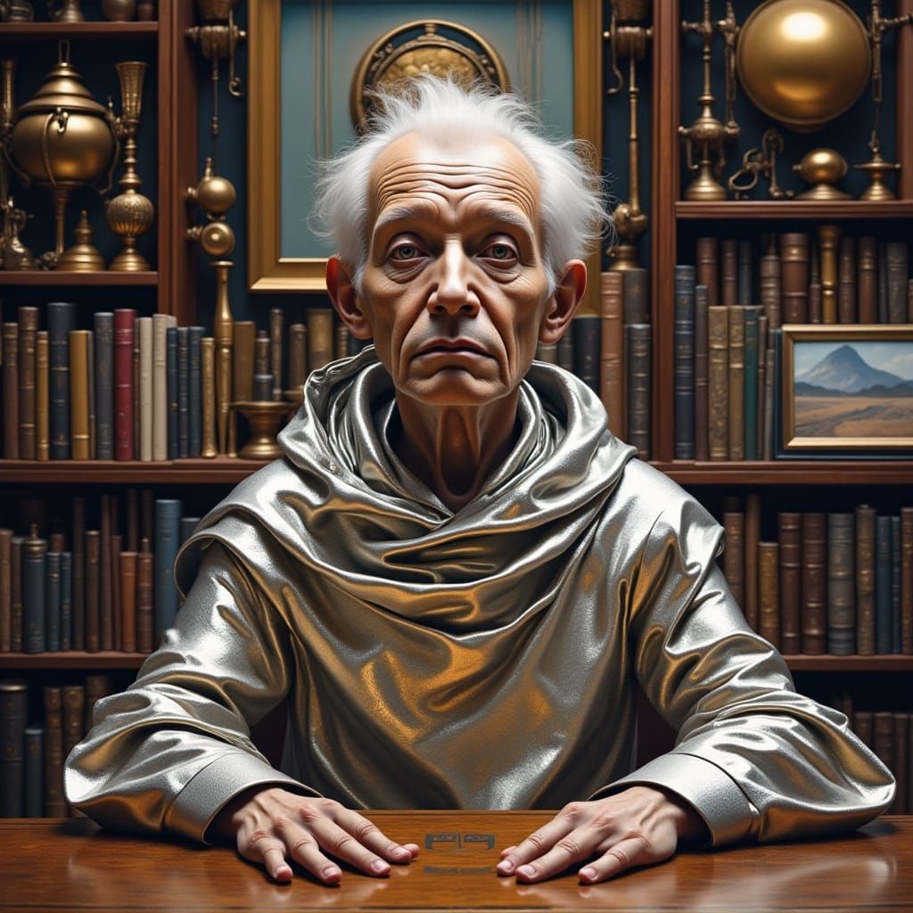 A Gnomelike Scientist in a Futuristic Office