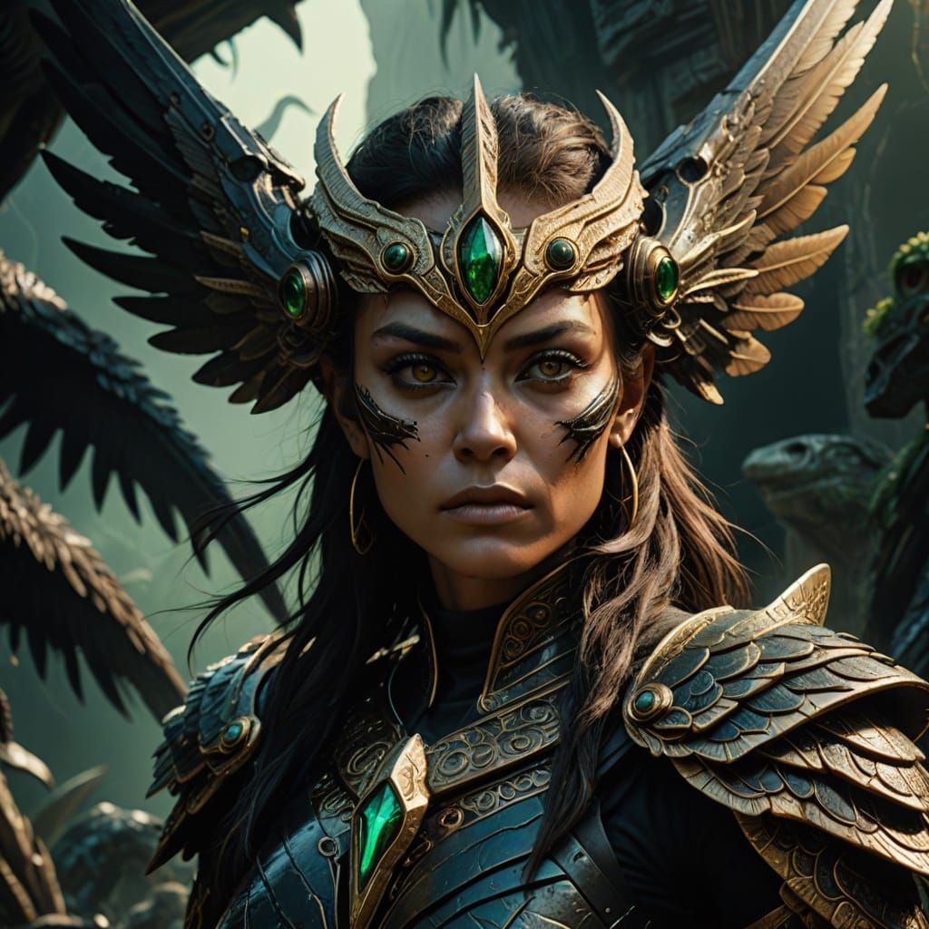 Avian Alien Warrior Concept Art in Hyperrealistic Style