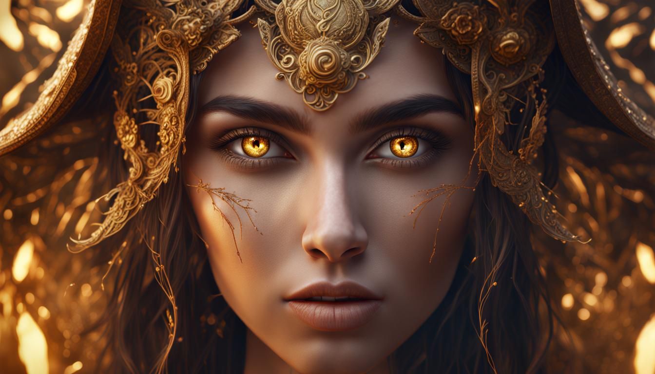 Golden Eyed Girl: Detailed Fantasy Art