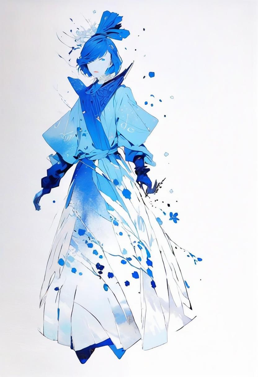 Stylized Portrait of a Blue Girl