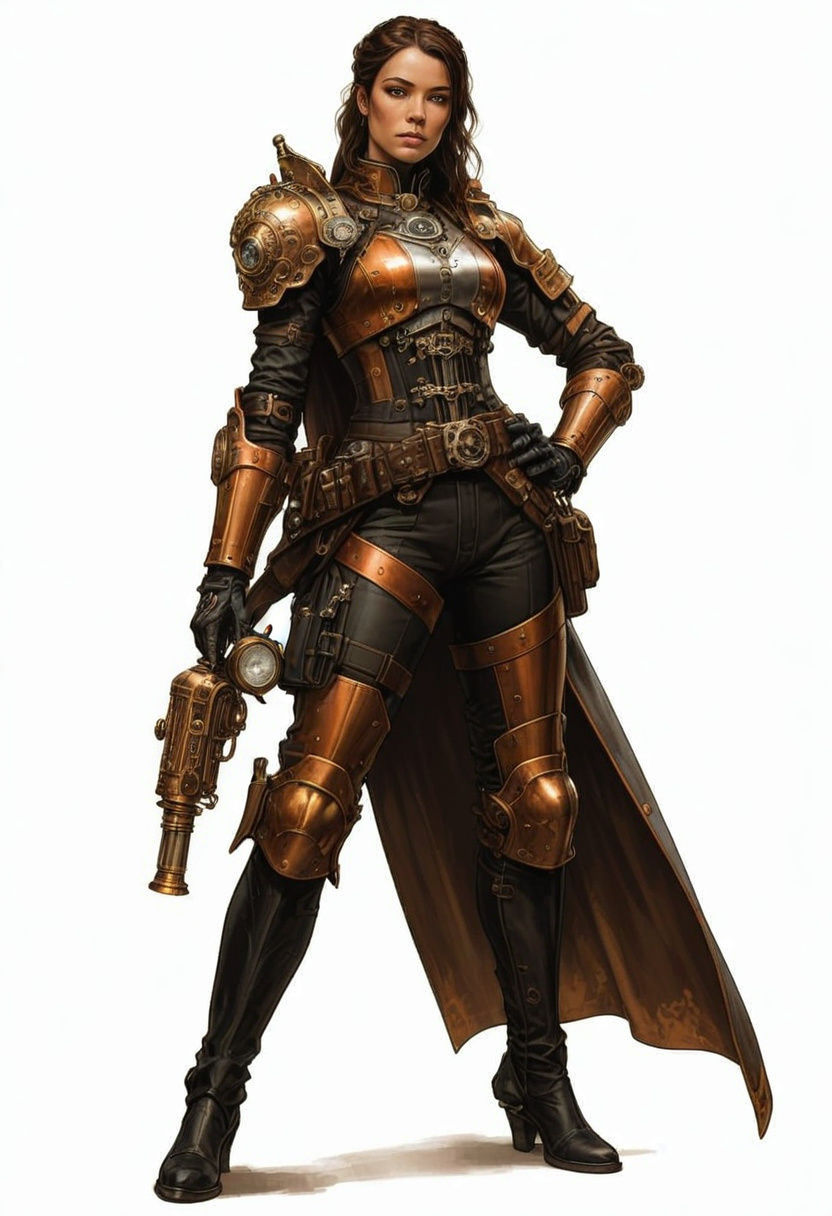 Steampunk Warrior Maiden in Copper Armor
