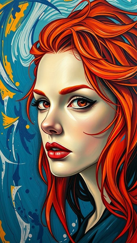 Expressive Woman Portrait in Post-Impressionist Style