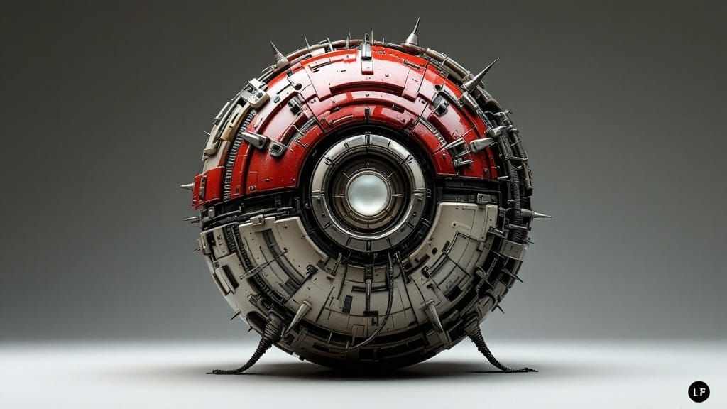 Biomechanical Pokéball in H.R. Giger's Surreal Style