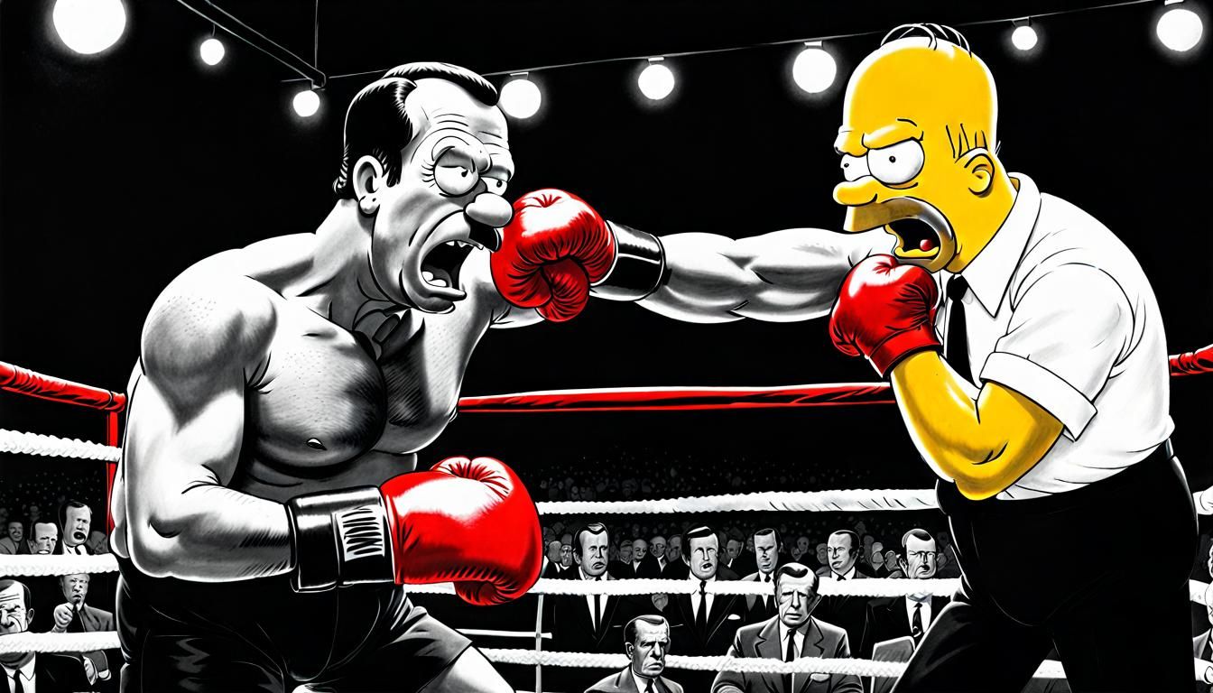 Noir Boxing Match in Pencil Sketch