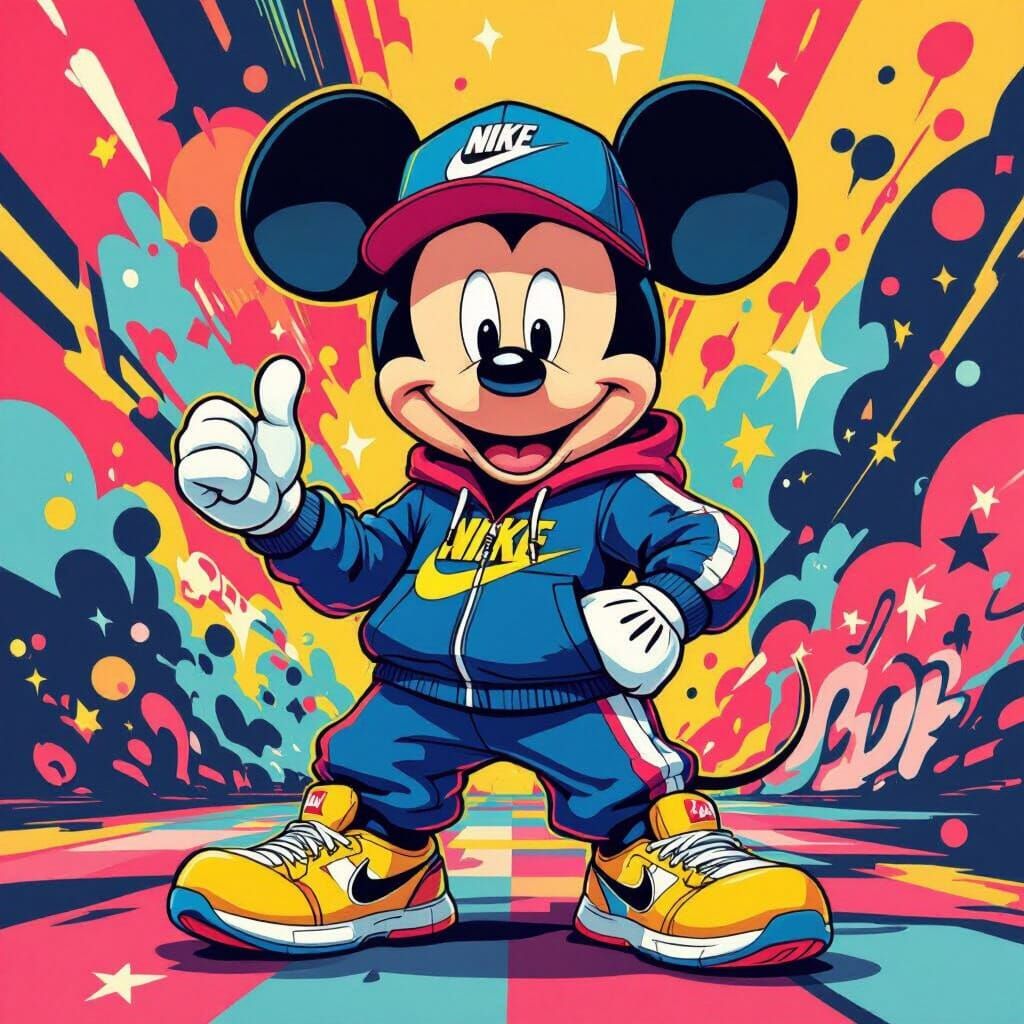 Mickey Mouse in Nike Tracksuit, Murakami Style