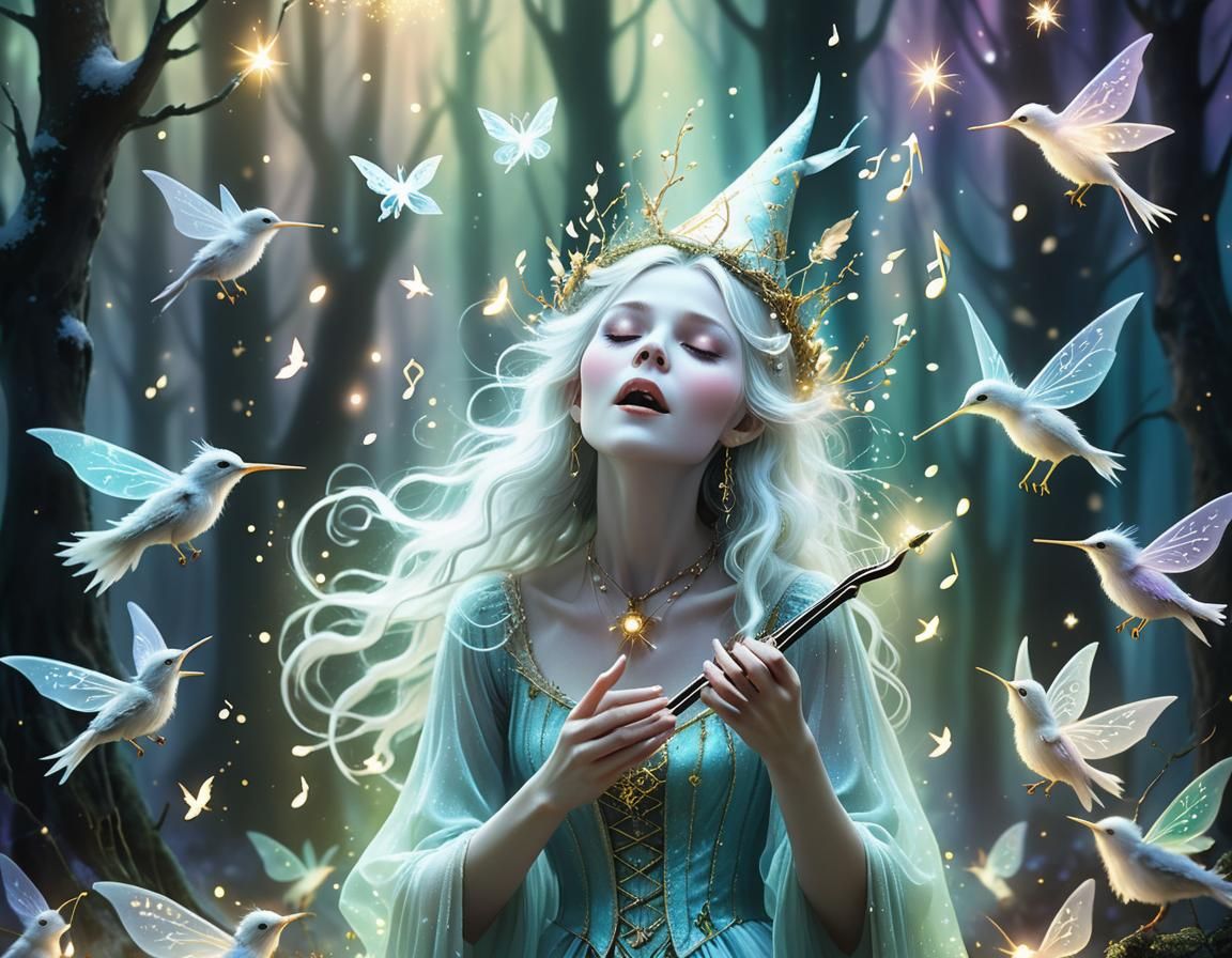 Enchanting White Witch Creates Aurora Music
