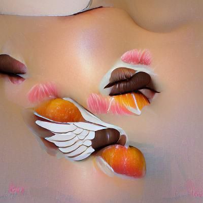 Surreal Peaches and Cream with Chocolate Wings