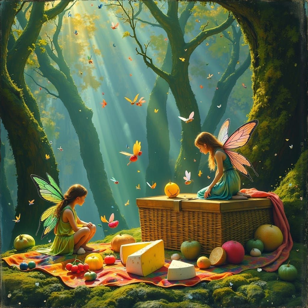Whimsical Fairies Gather Tax in Ancient Forest
