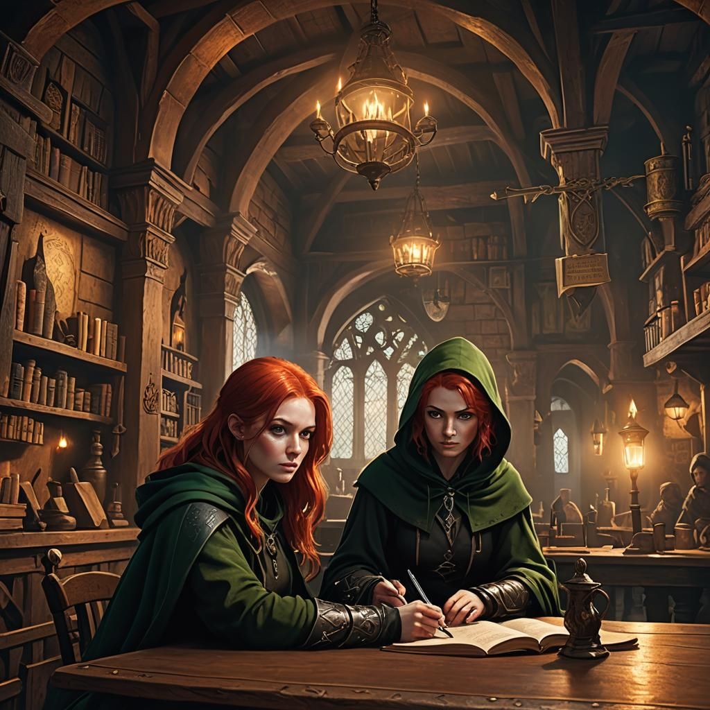 Girl with Sword in Tavern: Fantasy Concept Art