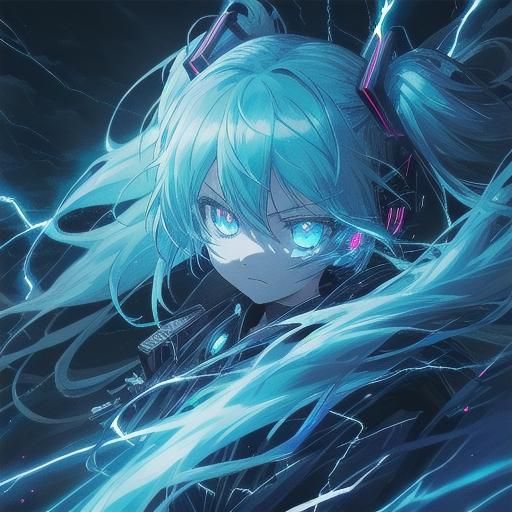 Hatsune Miku Summons a Storm in Manga Style