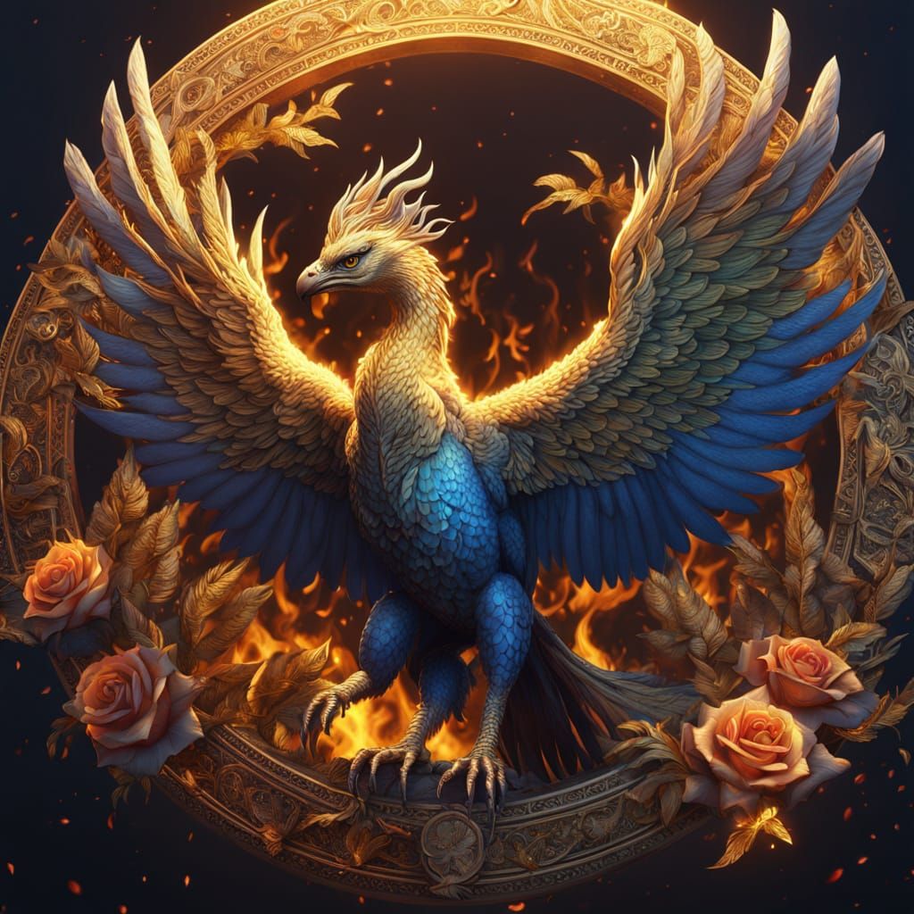 Golden Simurgh Rising: A Fantasy Matte Painting