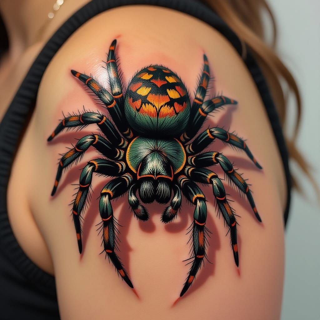 Photorealistic Spider Tattoo Detailed Shading and Shadow