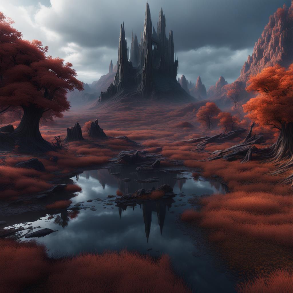 Fantastical Landscape Matte Painting in Deep Color