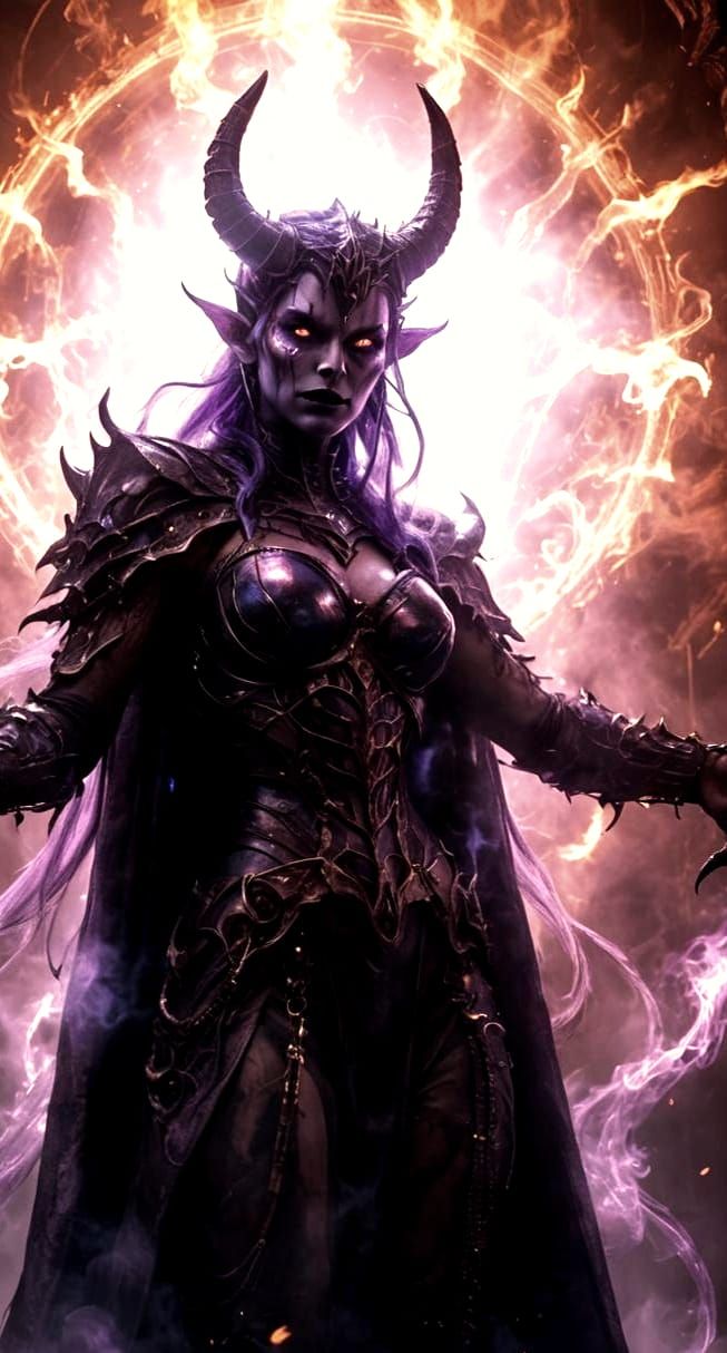 Stunning Purple Demoness with Glowing Eyes