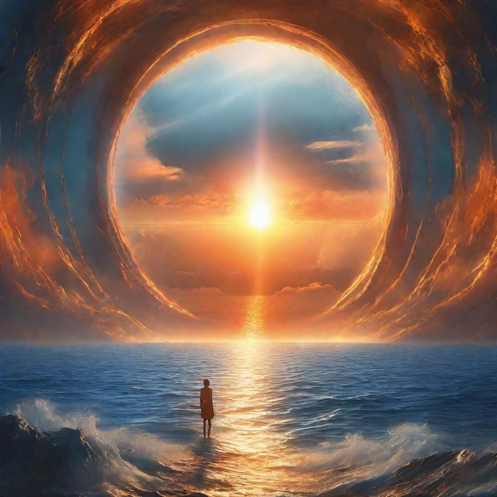 Luminescent Portal Above Endless Ocean: Digital Matte Painti...