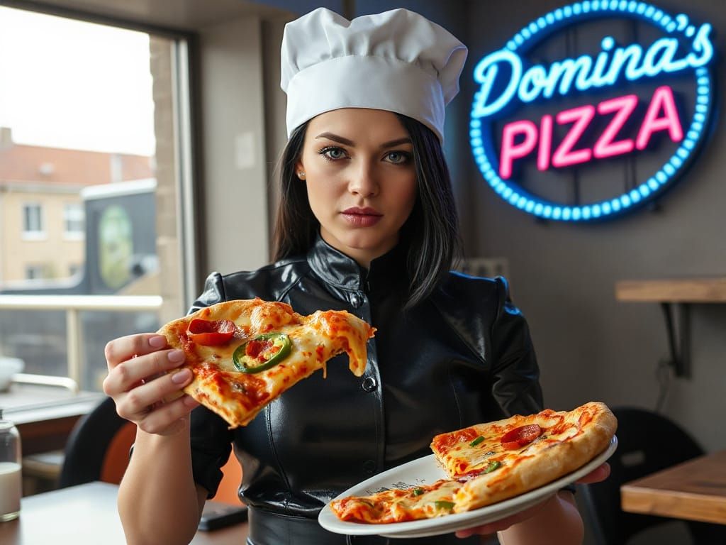 Dominatrix Pizza Chef in Latex Uniform