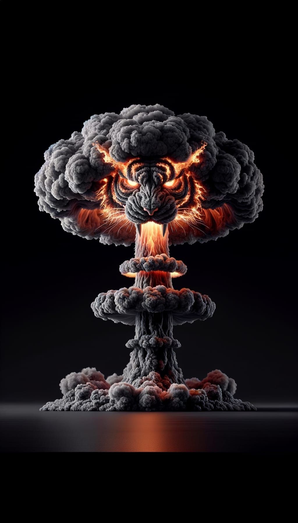 Fiery Smoke Demon Tiger Emerges from Explosion