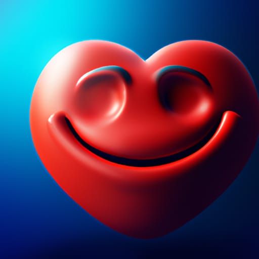 Smiling Red Heart in 3D Digital Art Style