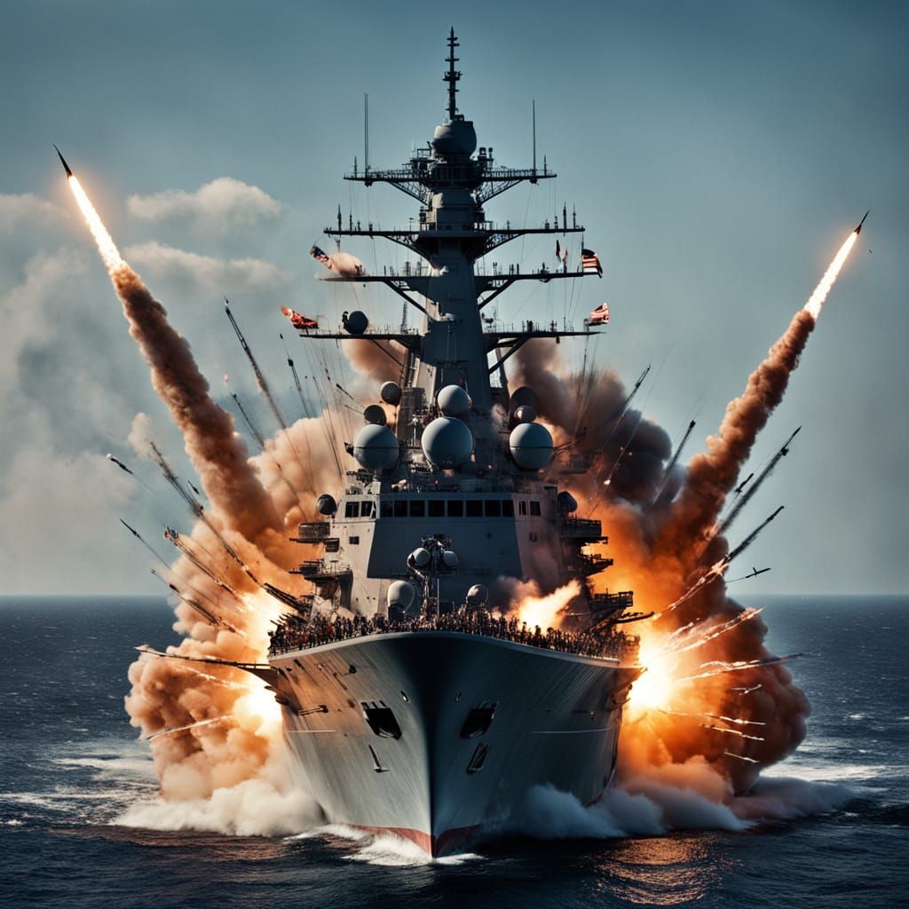 Missiles Blazing into the Epic Sky from a Warship