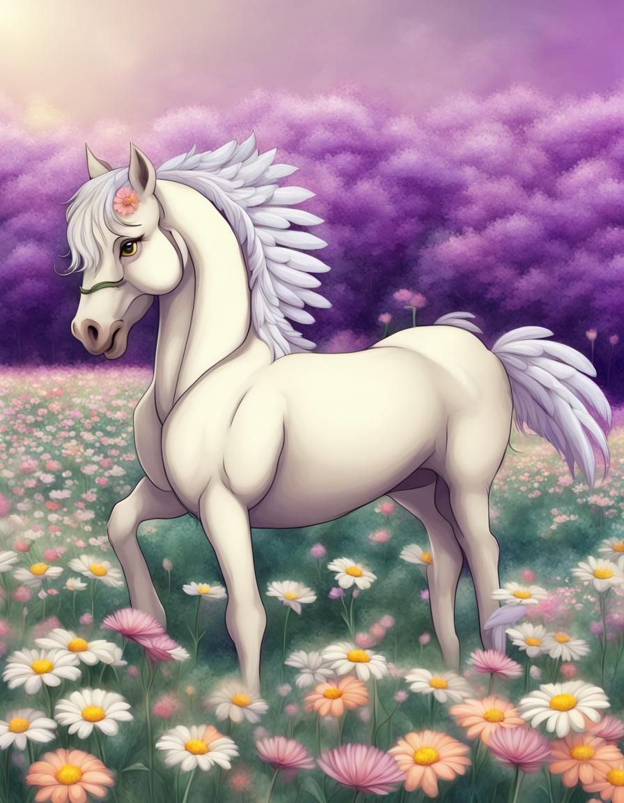Pegasus in Toon Flower Field