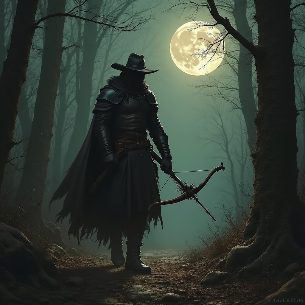 Witch Hunter in Dark Forest, Frazetta-style Art