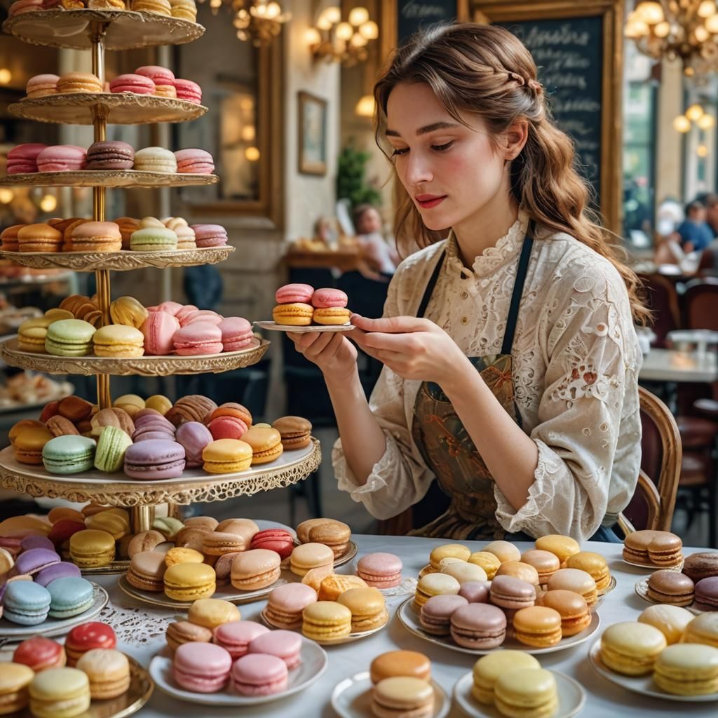 Parisian Bakery Scene in Impressionistic Style