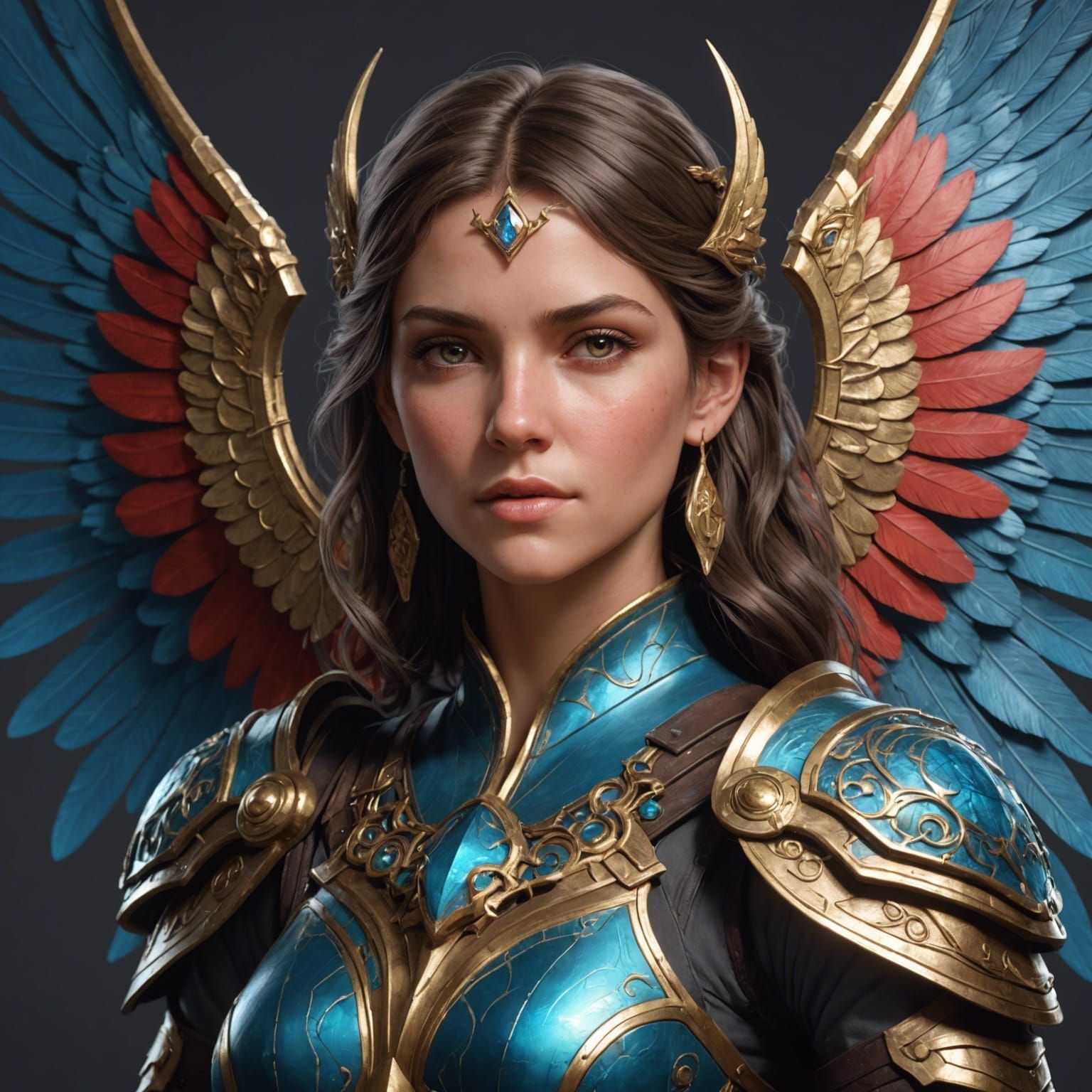 Detailed Portrait of a Female Cambion with Spear