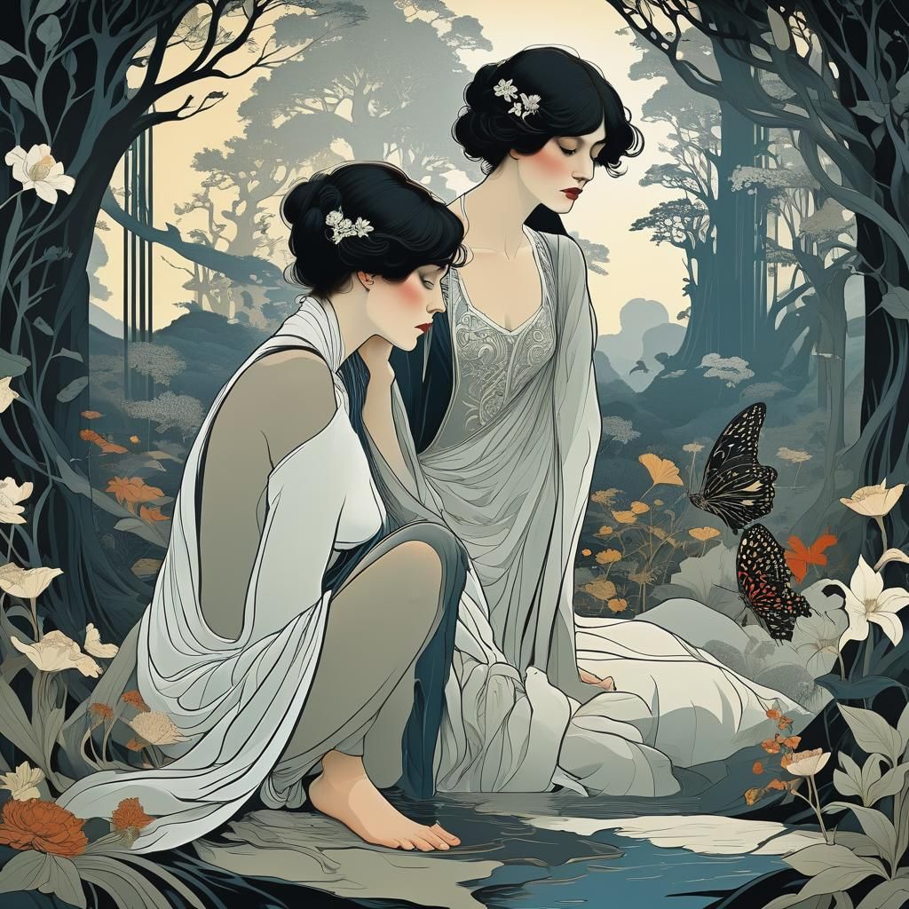 Colorful Art in the Style of Aubrey Beardsley