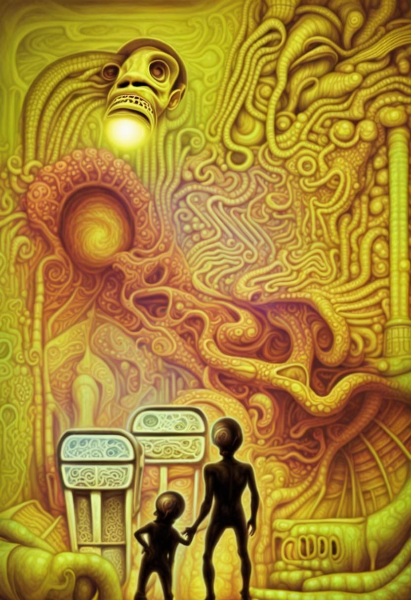 Psychedelic Neon Art Inspired by H.R. Giger