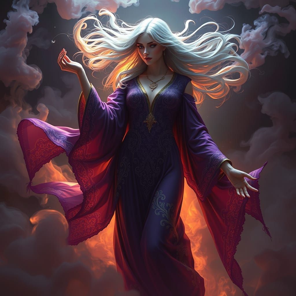 Surreal Oracle Suspended in Mystical Smoke