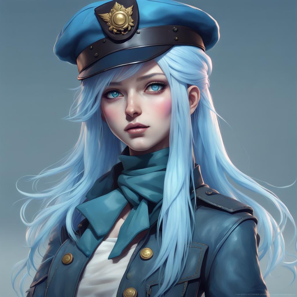 Anime Girl General in Dark Fantasy Style