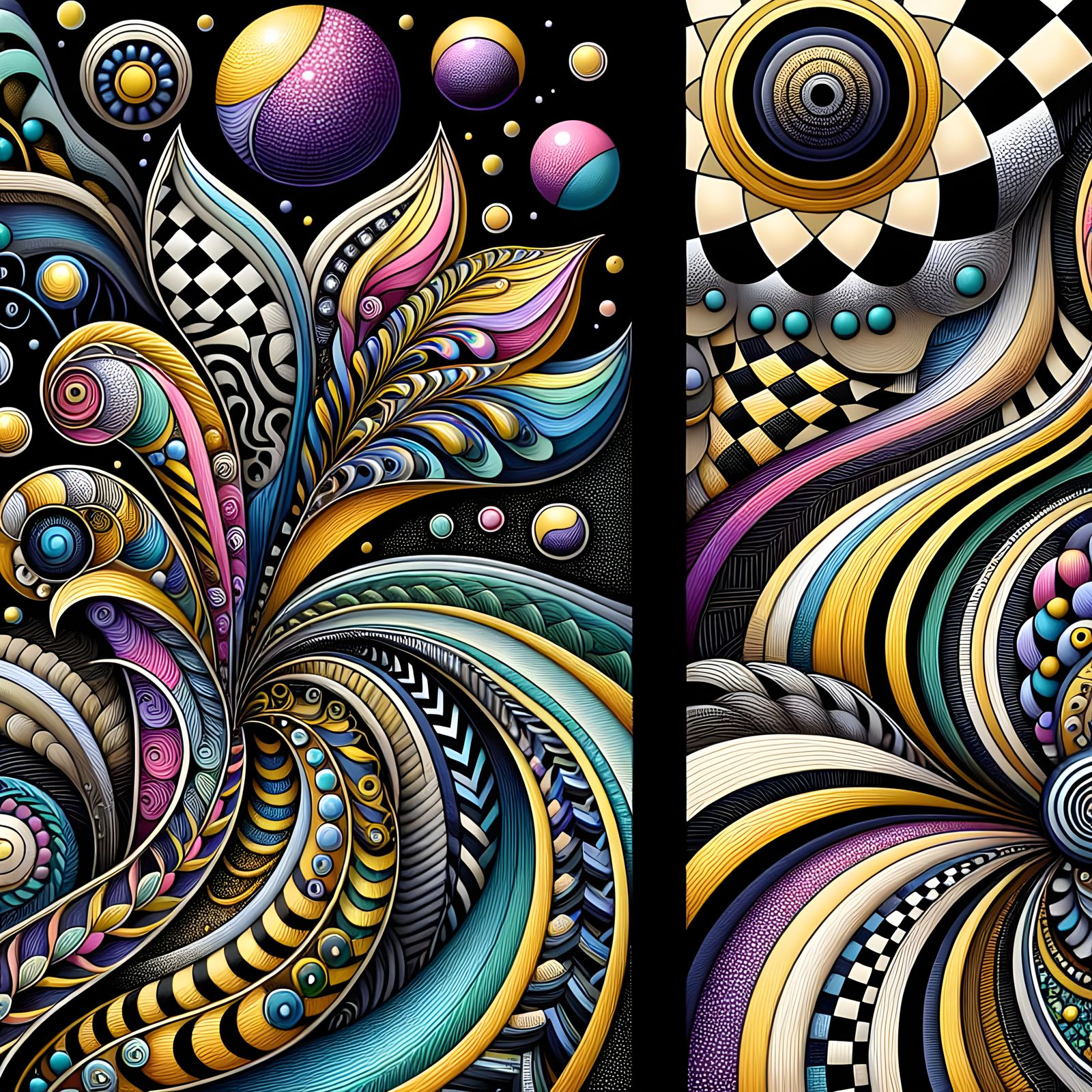 Vibrant Abstract Illustration with Intricate Geometric Desig...