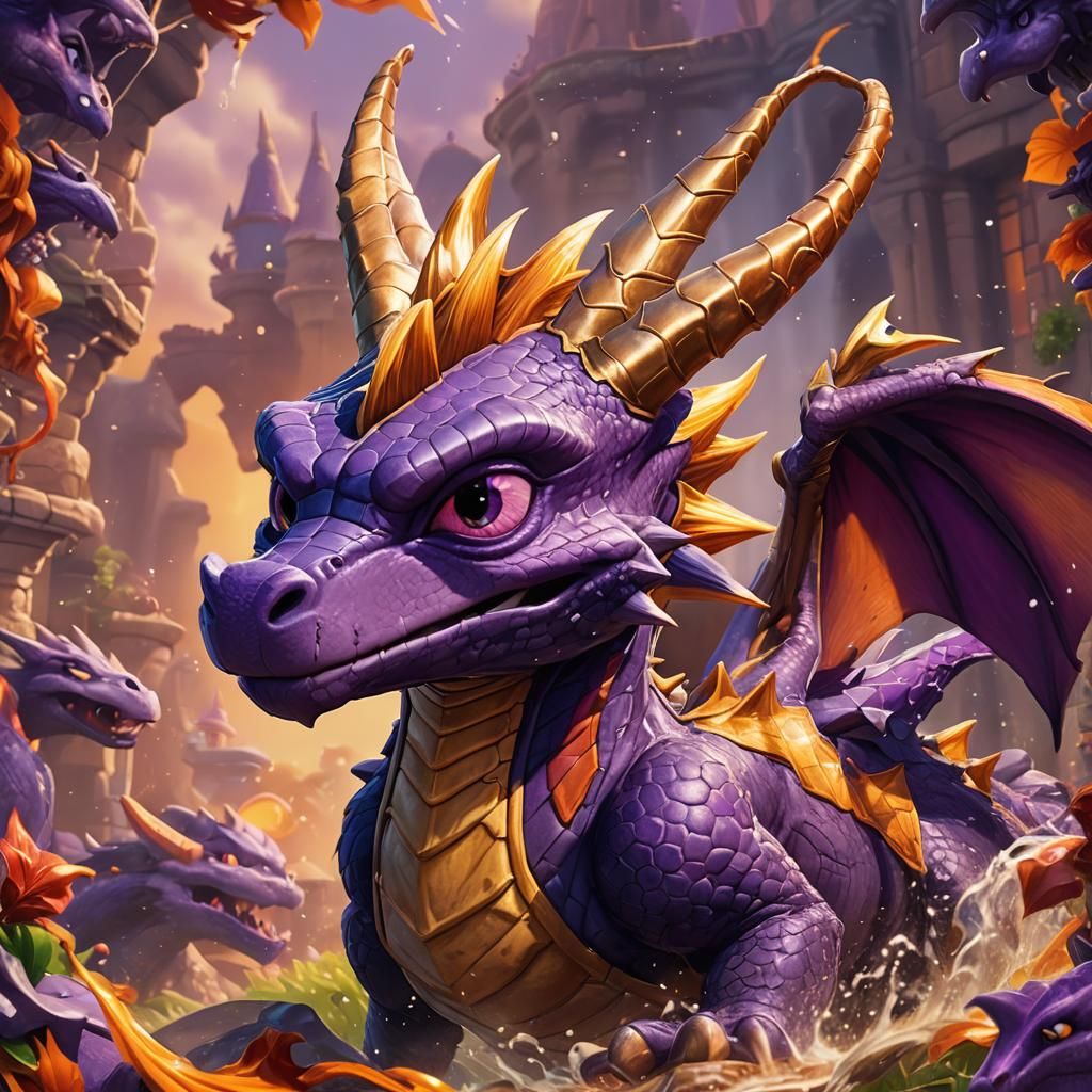 Hyperrealistic Spyro the Dragon Concept Art