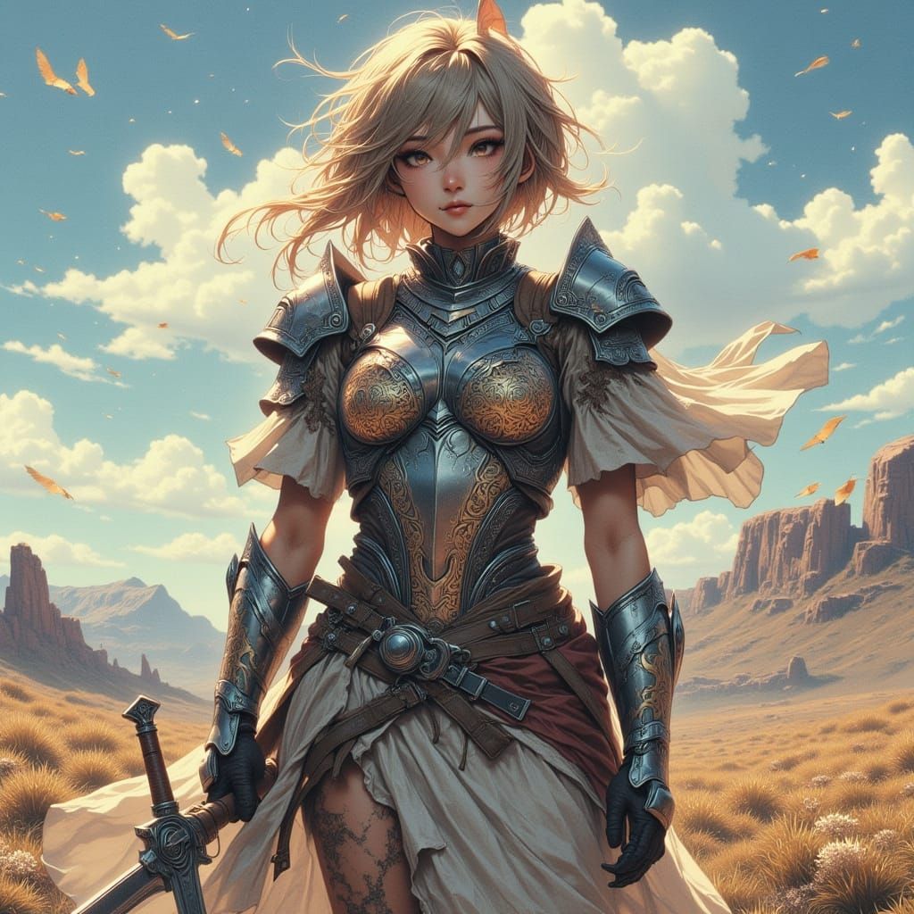 80s Anime Warrior with Fractured Armor