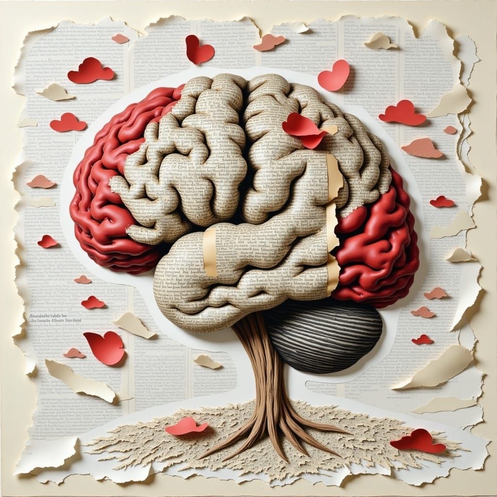 Torn Paper Brain in Mid Destruction