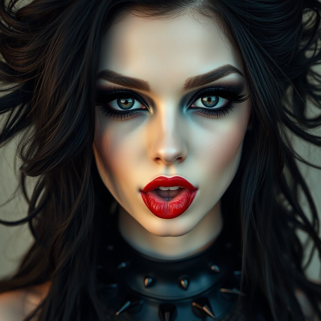 Goth Beauty with Dark Hair and Dramatic Makeup