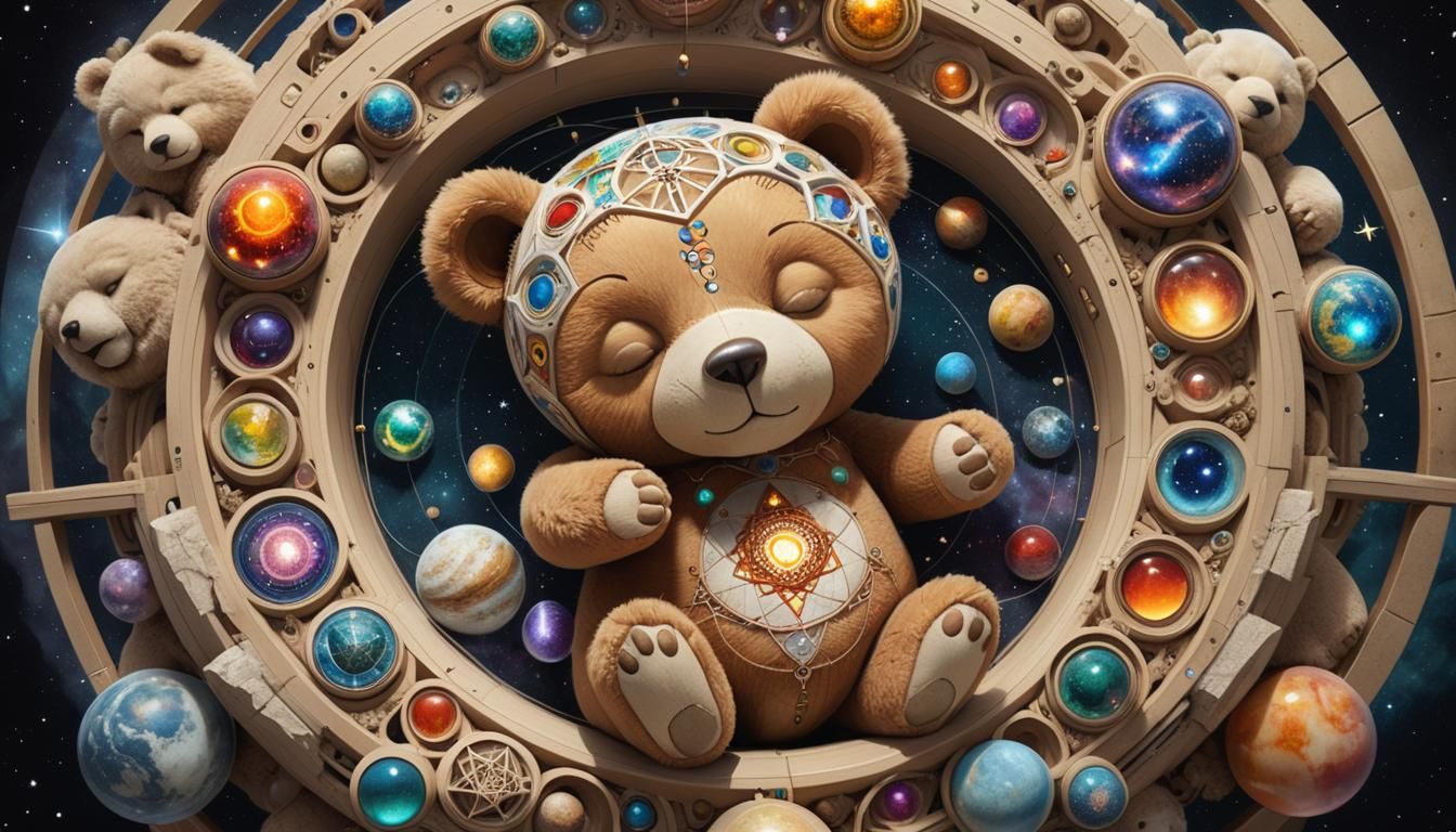 Sacred Geometry Teddy Bear with Celestial Elements