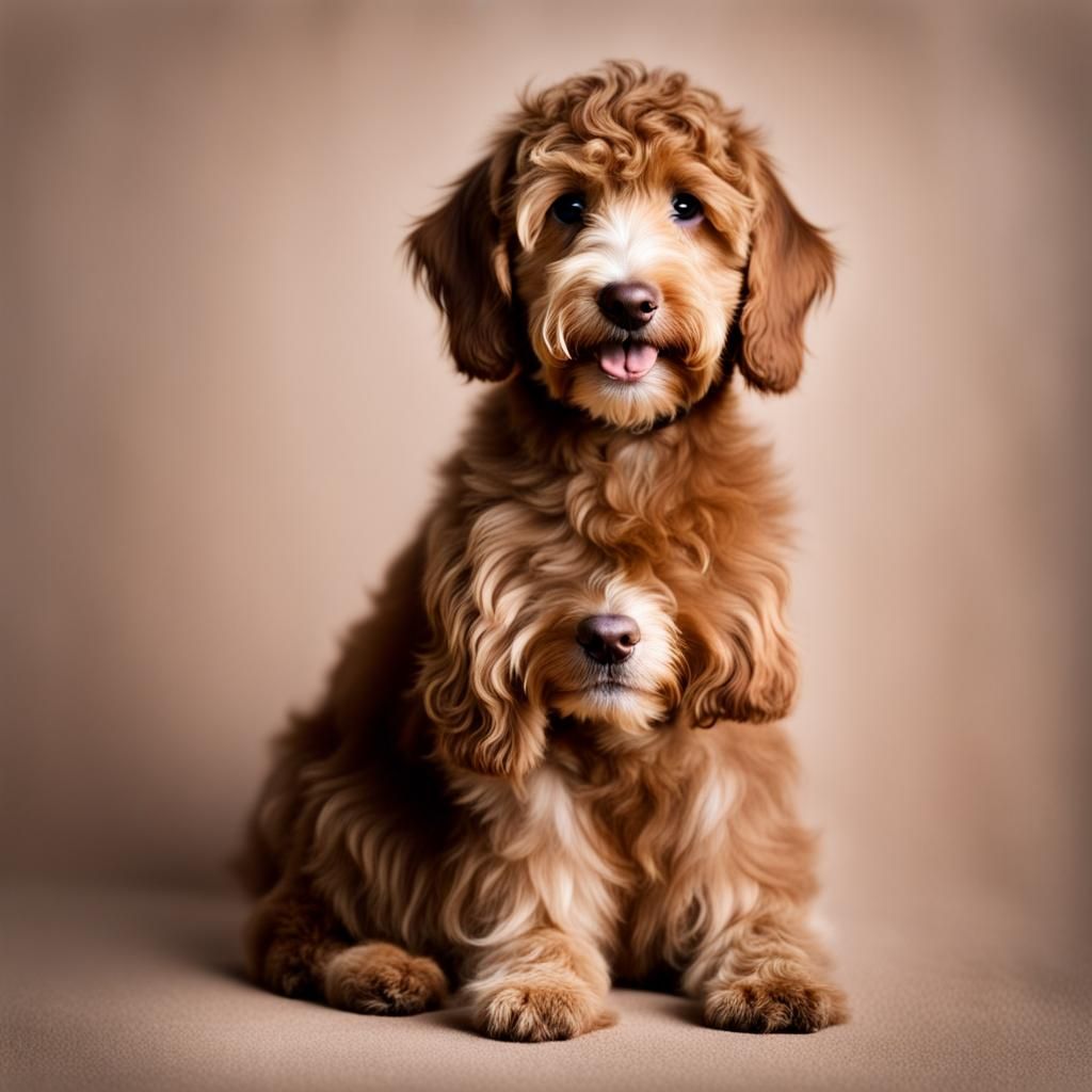 Cute Brown Australian Labradoodle Puppy Portrait