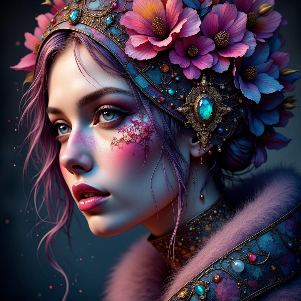 Detailed Portrait with Dynamic Lighting in Digital Art Style