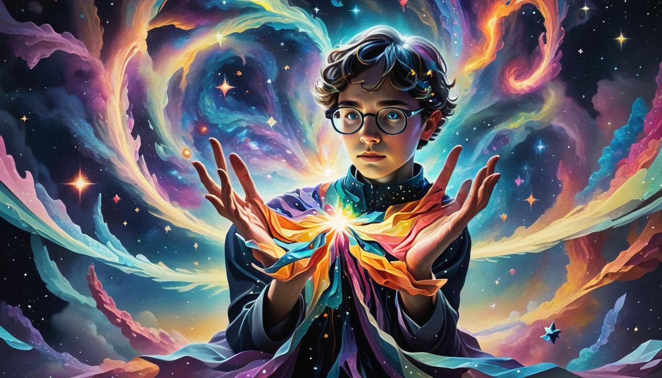 Cosmic Crossroads: Sci-Fi Origami Digital Art