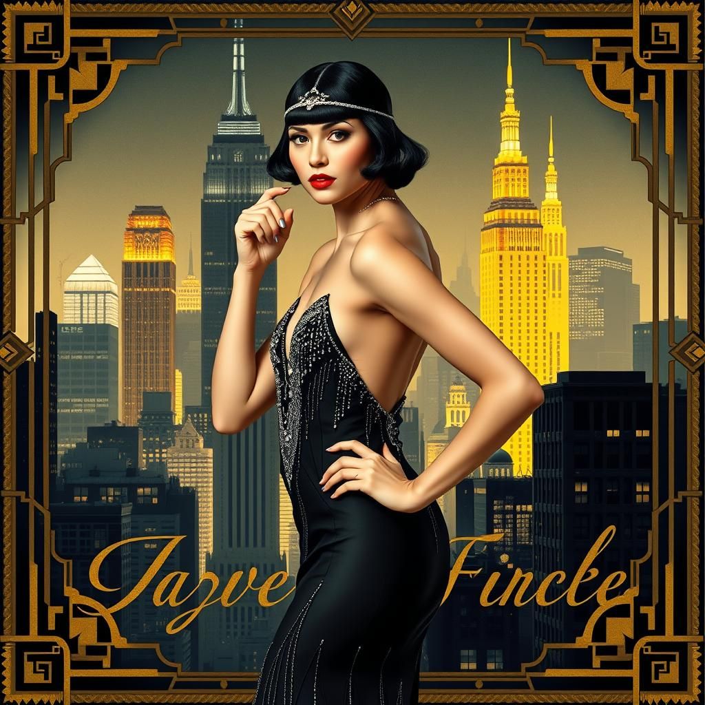 Glamorous Flapper Woman in Opulent Art Deco Era