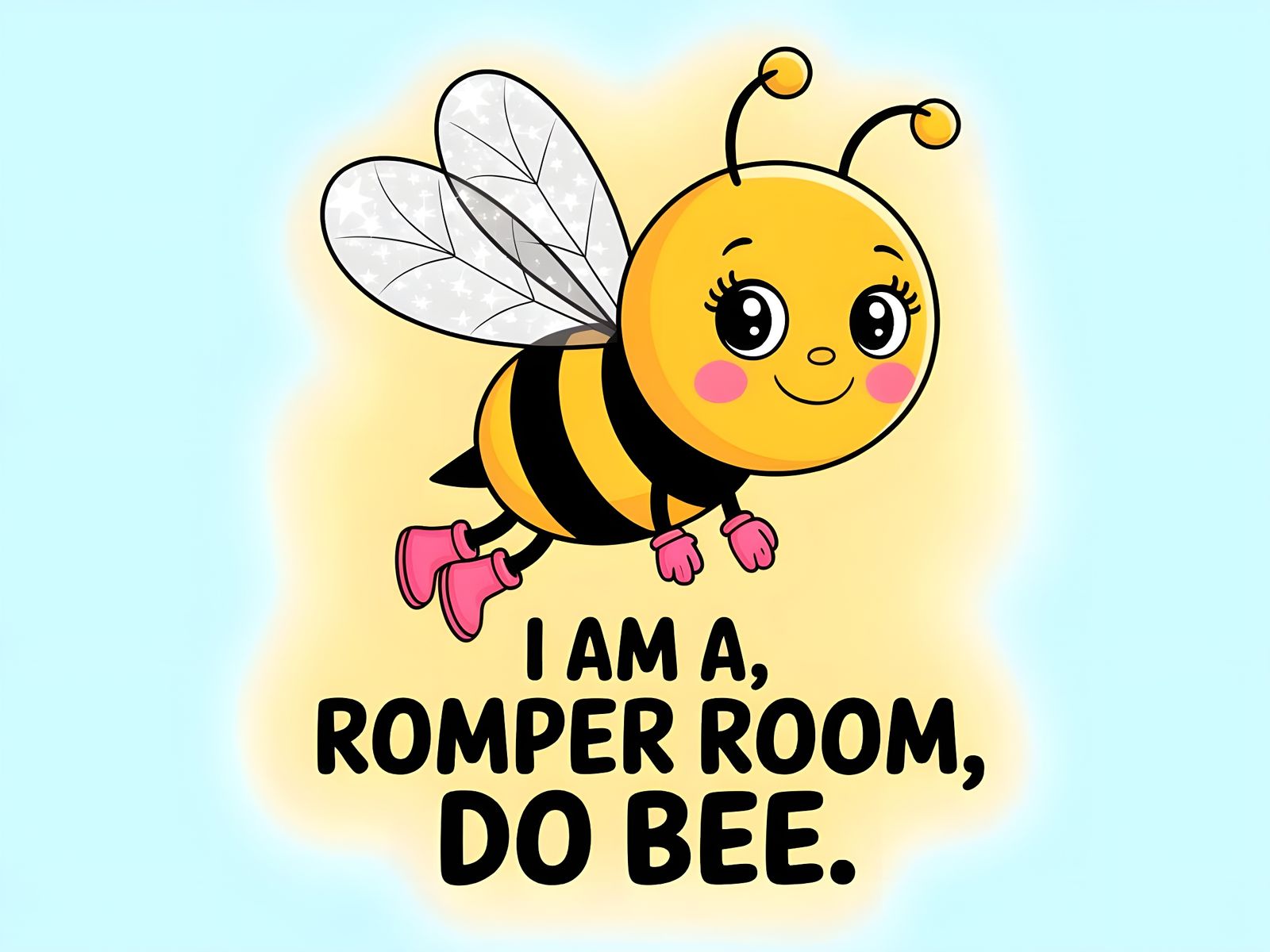Friendly Cartoon Bee in Romper Room Style
