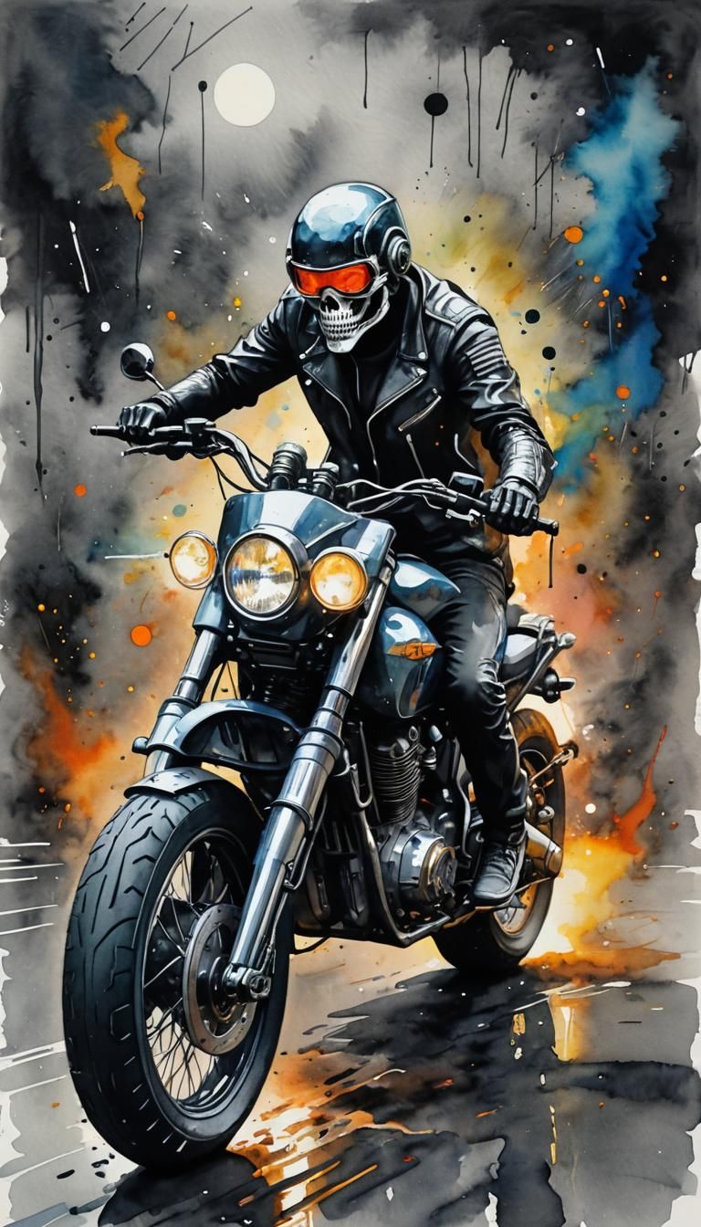 Calavera Man with Rainy Stars: Surreal Child's Drawing