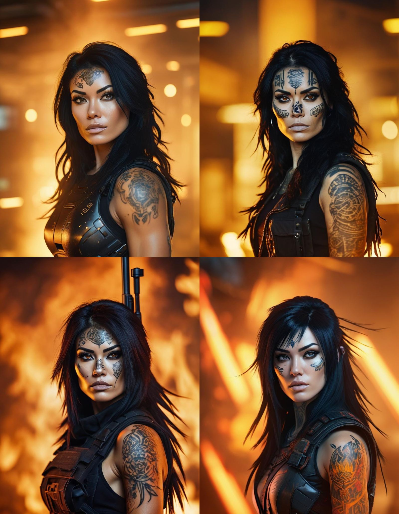 Modern Tattooed Warrior Woman in Professional Photo