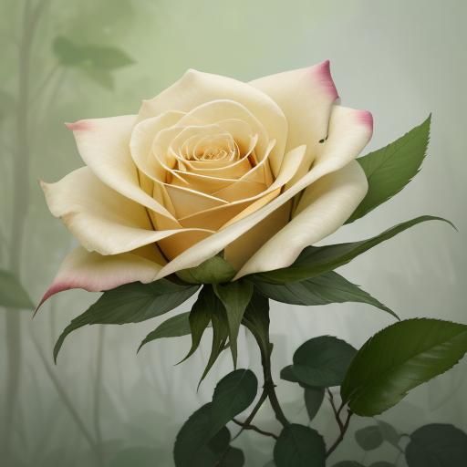 Woman with Rose in Misty Forest, Macro Photography