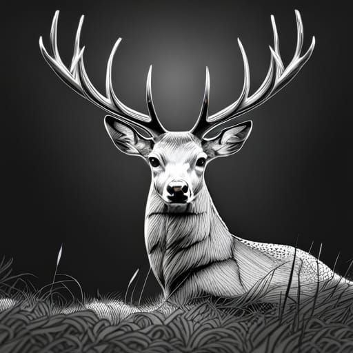 Detailed Deer Line Art in HDR