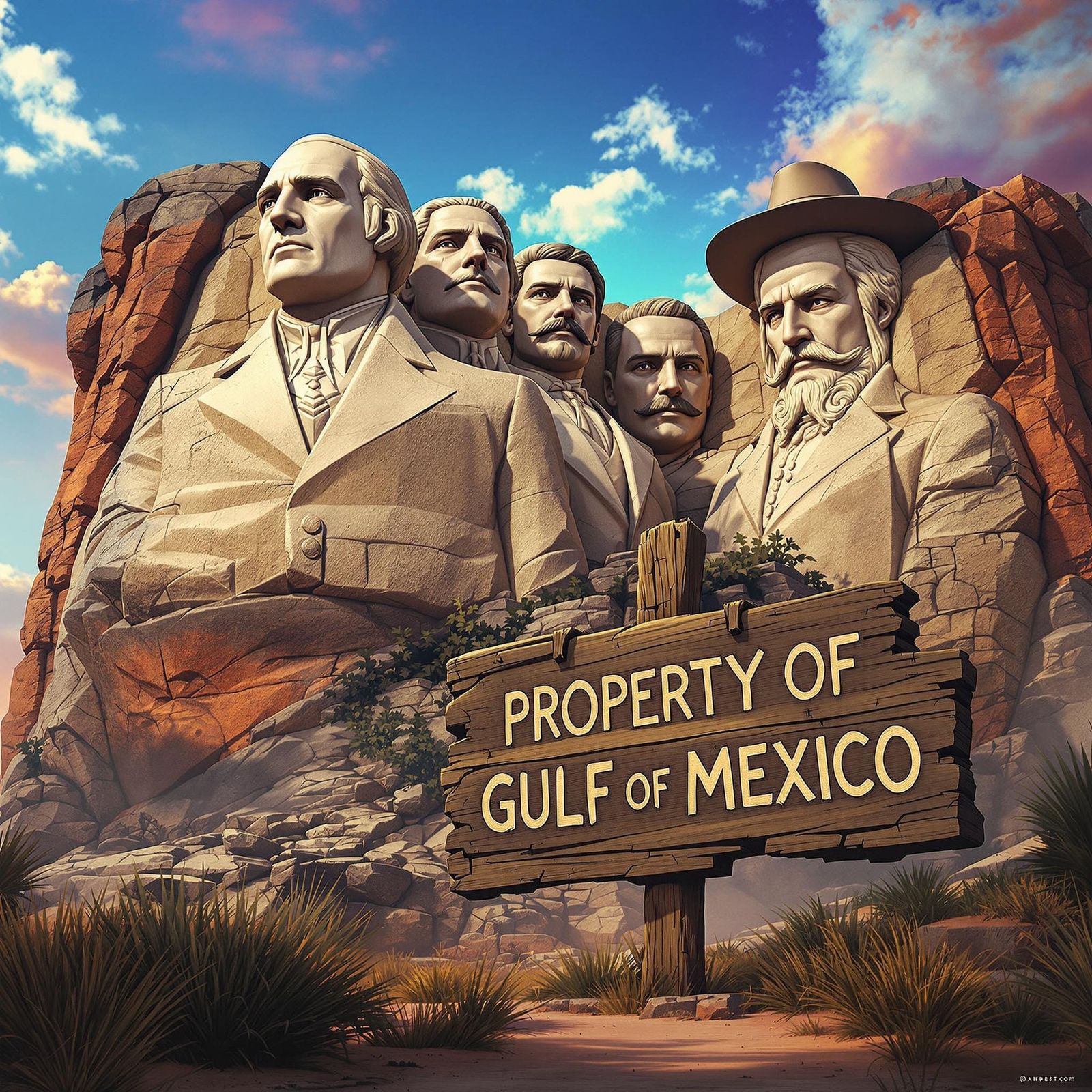 Epic Stone Monument of American Presidents and Pancho Villa ...