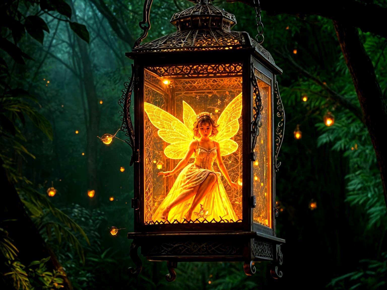 Enchanted Fairy Lantern in a Jungle Setting