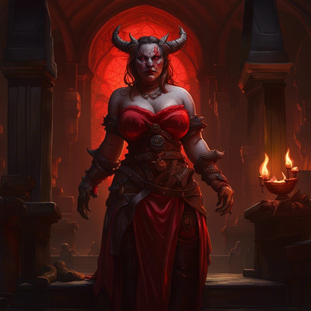 Hyperdetailed Demon Inn Maiden in Dark Fantasy Style