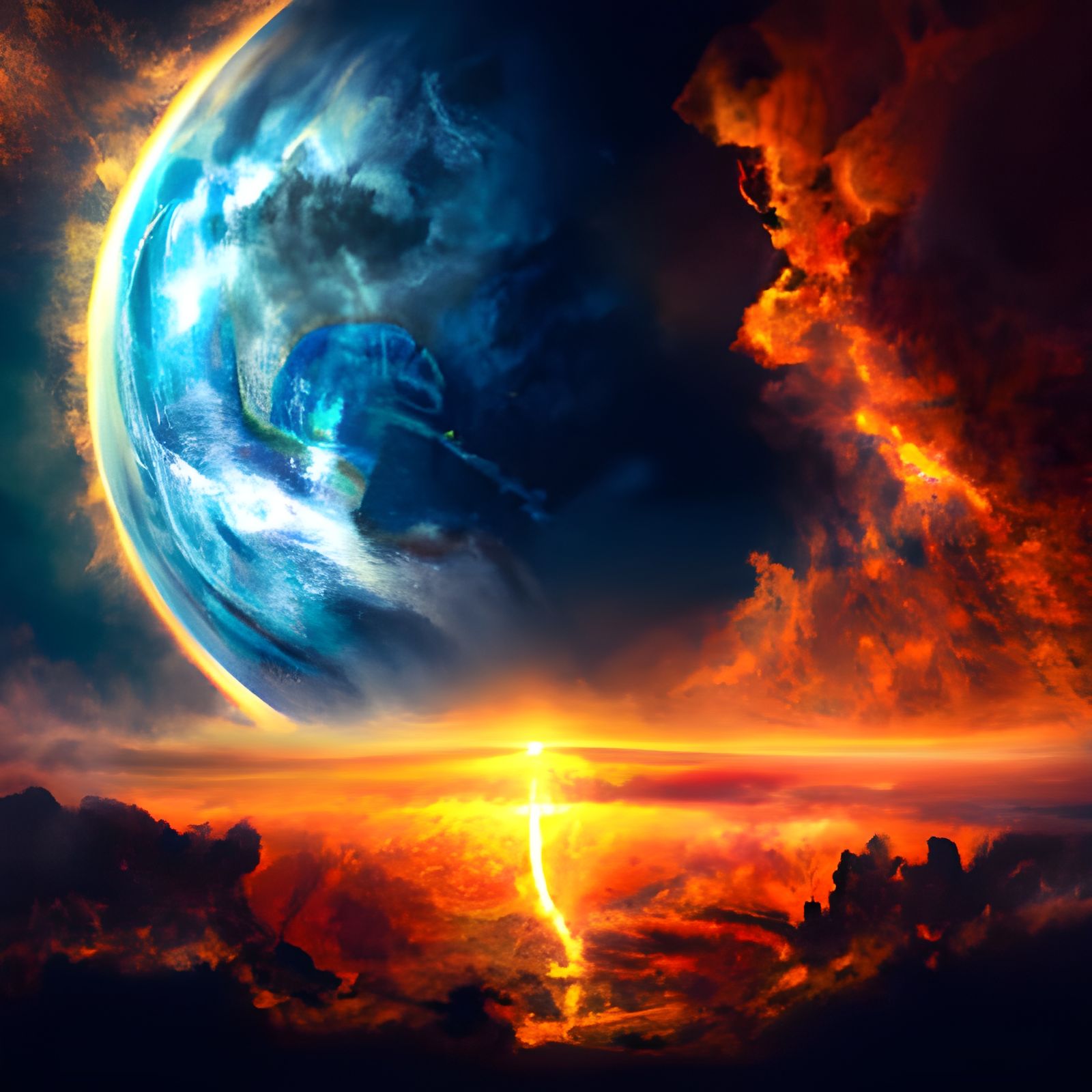 Epic Earth and Fire Digital Matte Painting